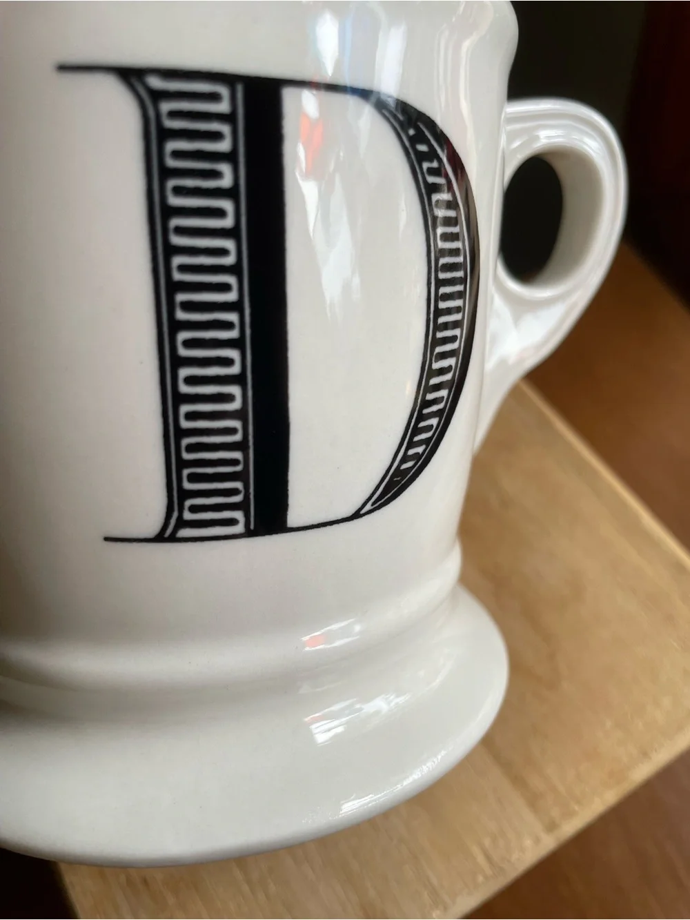 Anthropologie D Monogram Initial Letter Coffee Mug Shaving Style